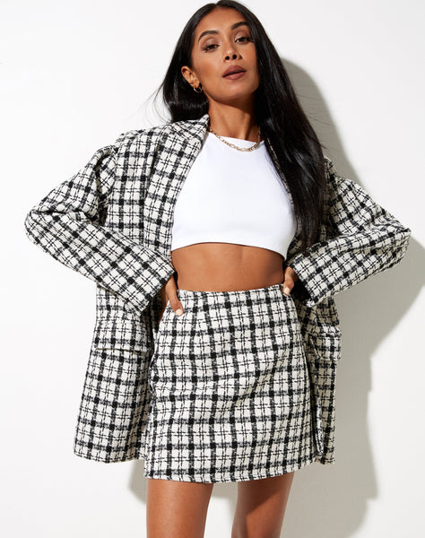 Black and white shop checkered skirt and blazer