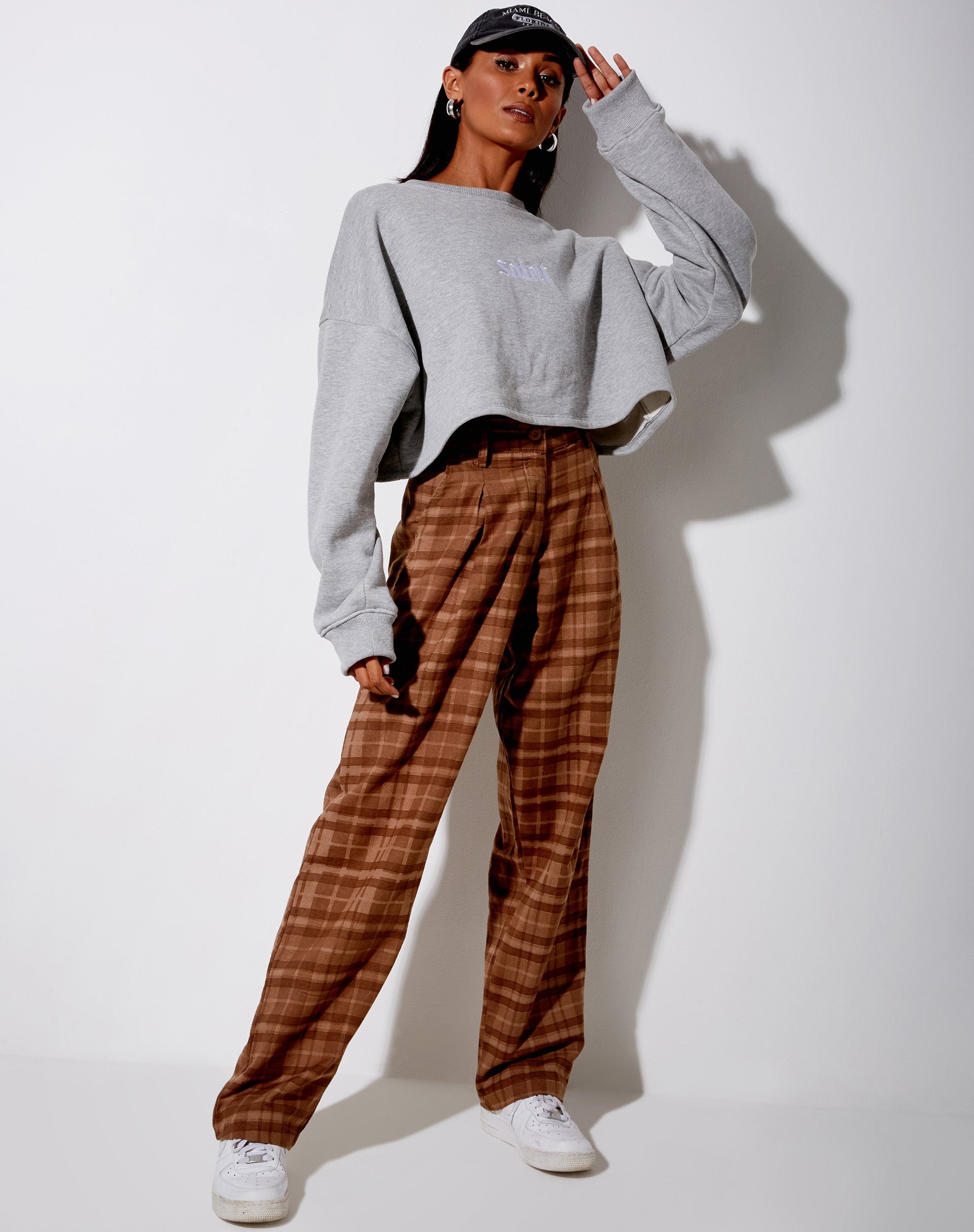 Image of Sakila Trouser in Brown Check