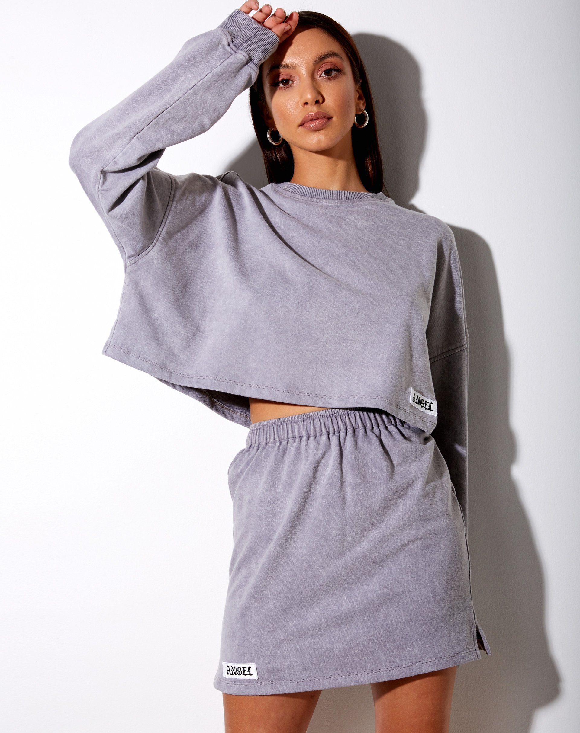 Image of Fawly Crop Top in Grey Wash Angel Embro Label