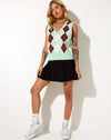 Image of Sami Vest Top in Argyle Green Cream and Brown