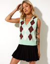 Image of Sami Vest Top in Argyle Green Cream and Brown