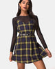 Image of Sanna Slip Dress in Plaid Brown Yellow Check