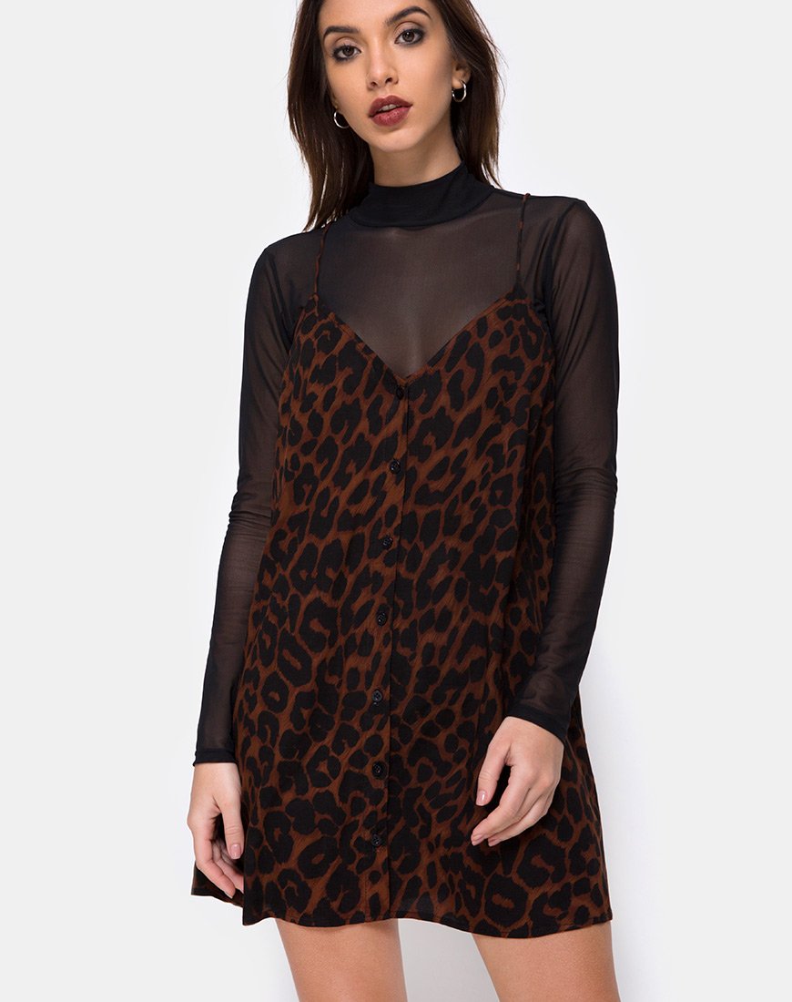 Sanna Slip Dress in Oversize Jaguar Brown