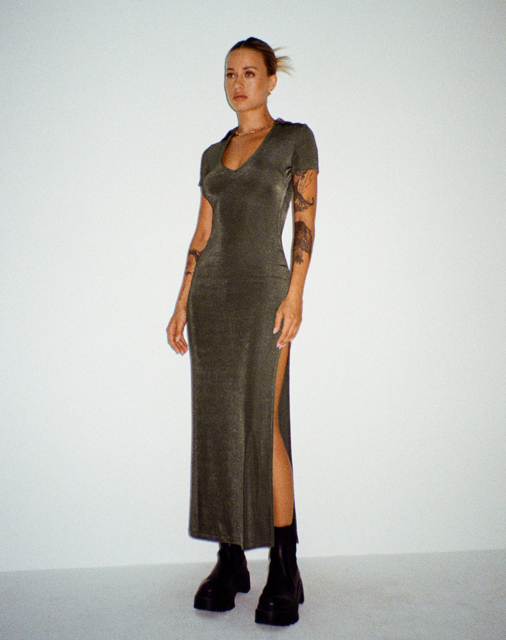 Savita Maxi Dress in Dark Olive