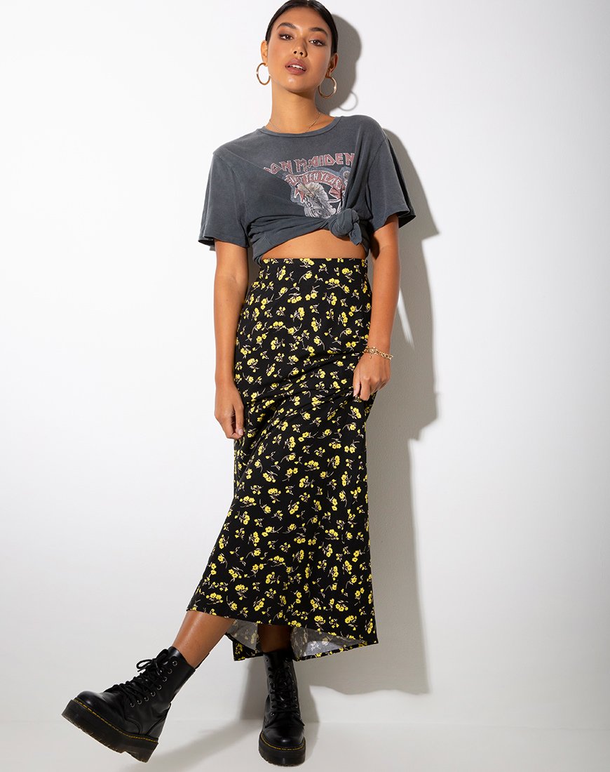 Image of Sayan Maxi Skirt in Buttercup Black and Yellow