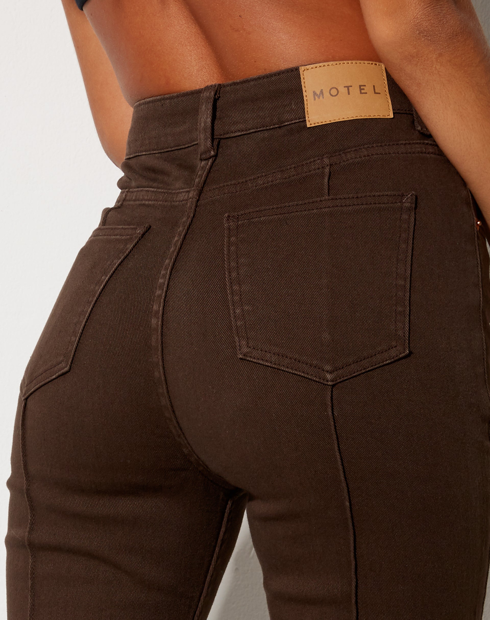 Image of Seam Bootleg Jeans in Bitter Chocolate