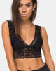 Image of Sejie Bralet Crop in Lace Black