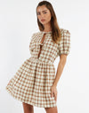 Image of MOTEL X JACQUIE Shirley Mini Dress in Yellow Brown Check