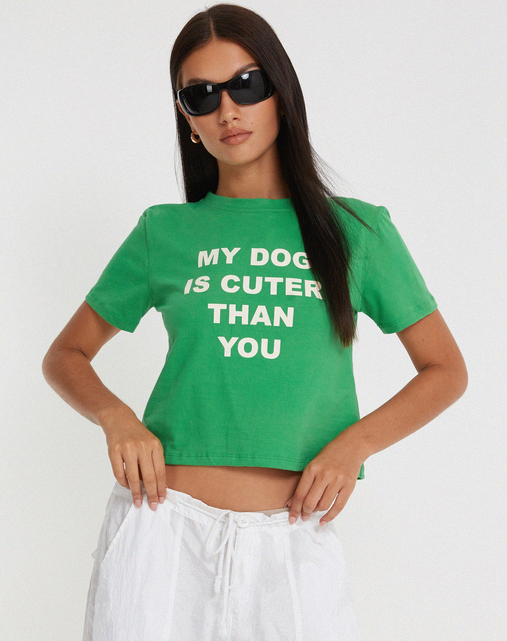 Shrunk Tee in Bush Green My Dog Is Cuter Than Yours