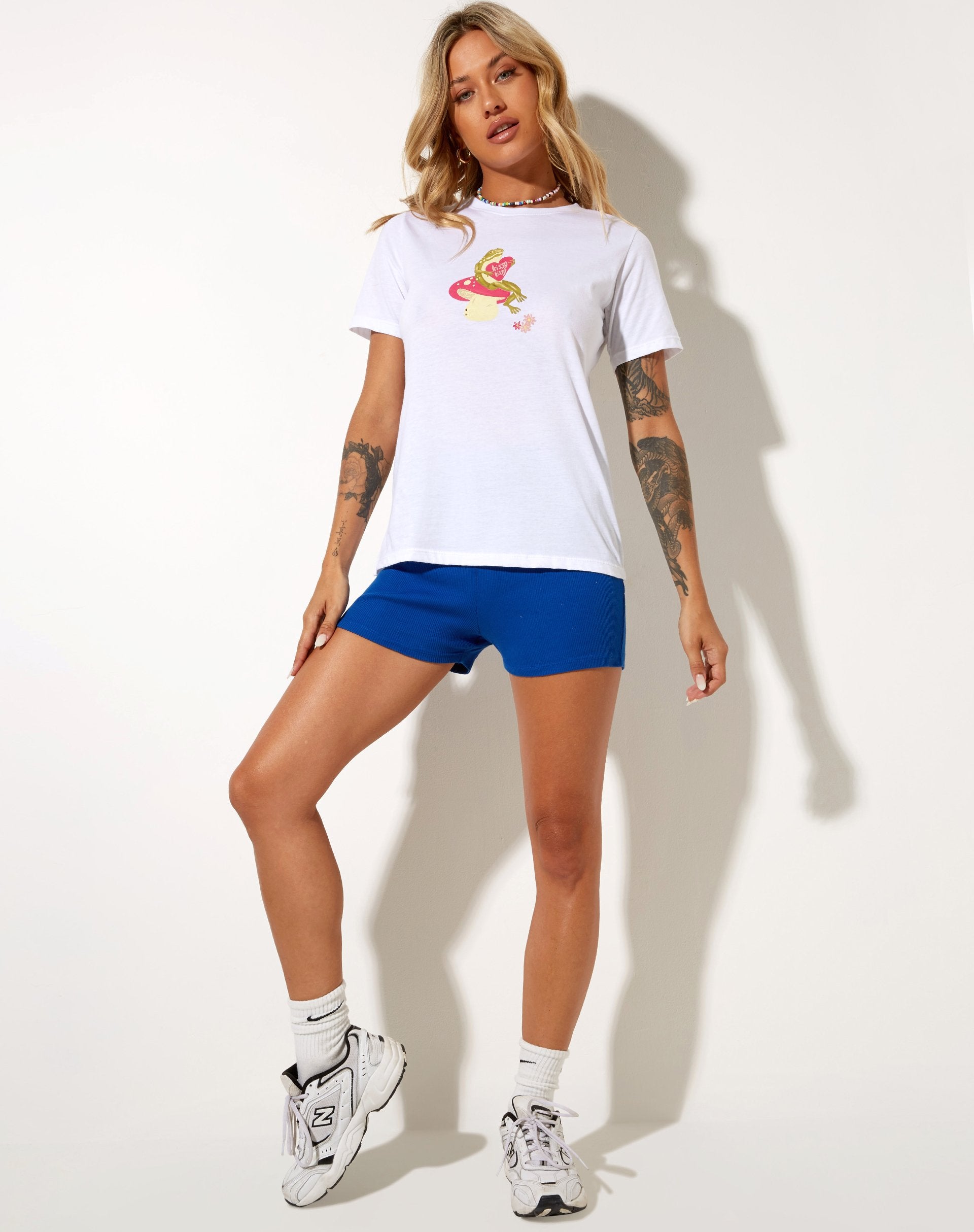 Image of Slim Fit Tee in White Kissing Frog