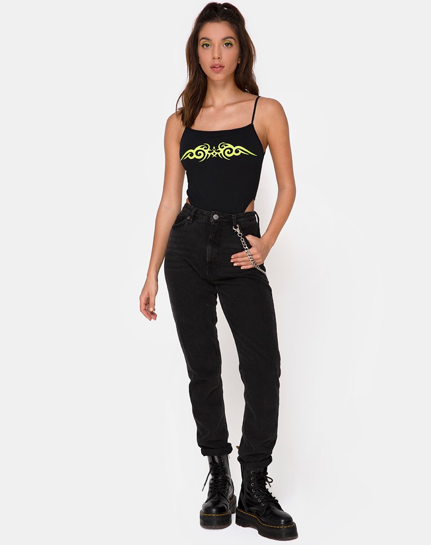 Image of Solemo Bodice in Black with Green Tribal