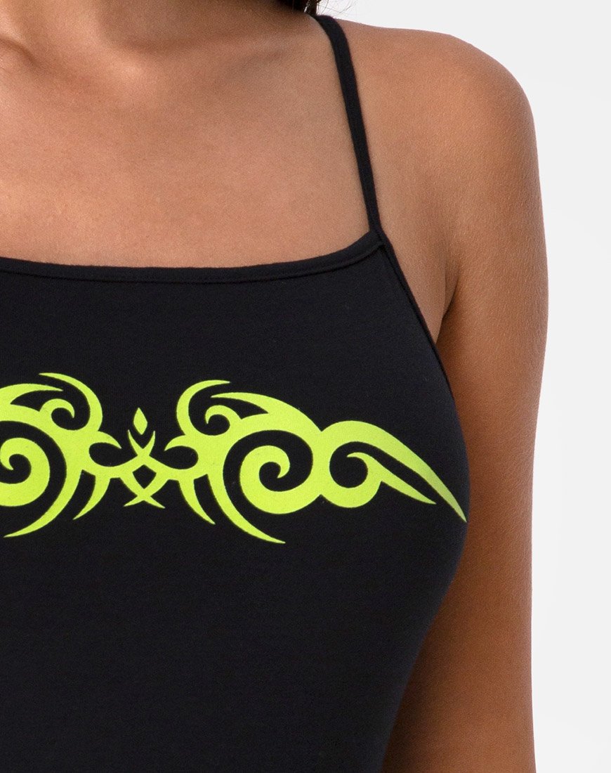 Image of Solemo Bodice in Black with Green Tribal
