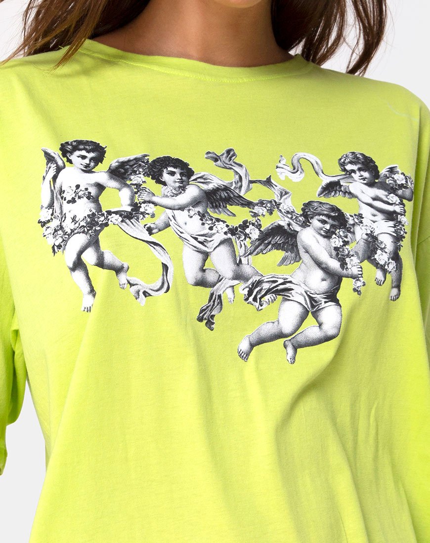 Image of Sunny Kiss Tee in Lime with Cherub
