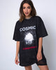 Image of Sunny Kiss Oversize Tee in Black Cosmic Conspiracy