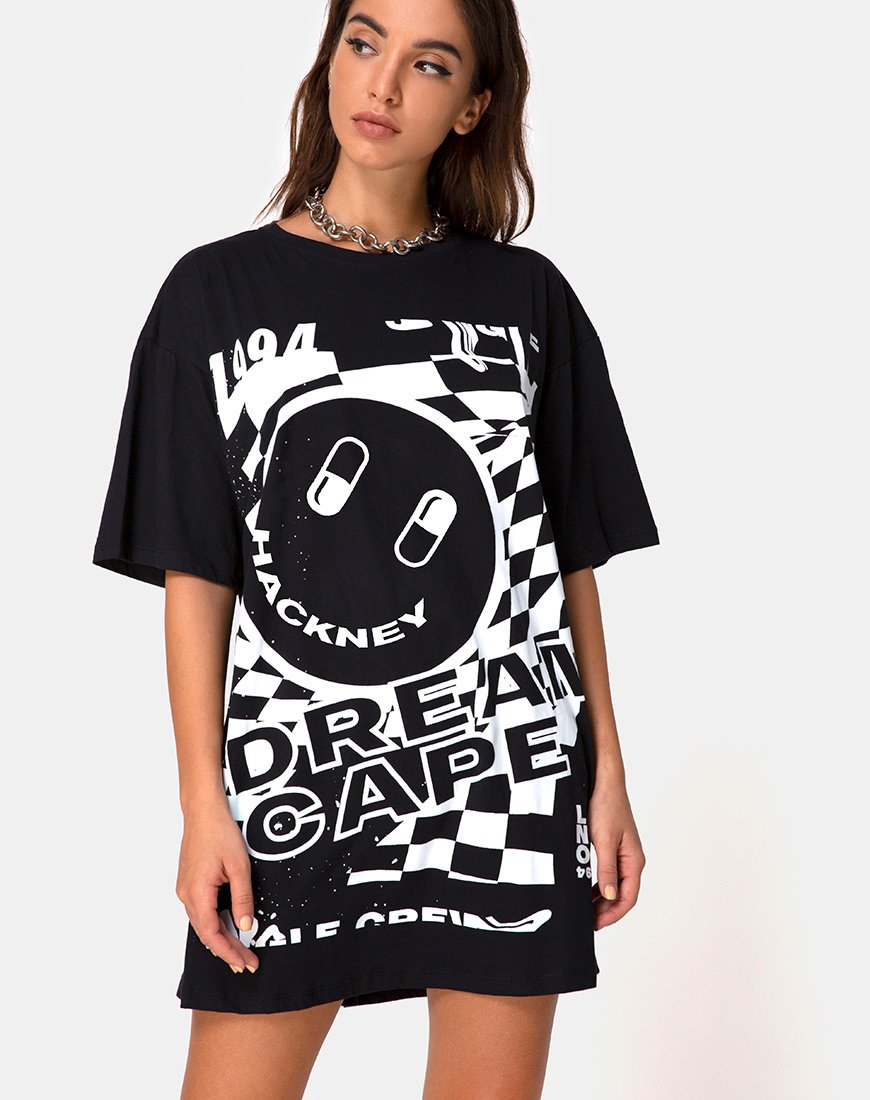Image of Sunny Kiss Tee in Black with White Dream Scape