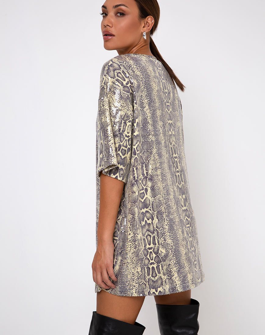 Sunny Kiss Tee in Acid Snake Clear Sequin