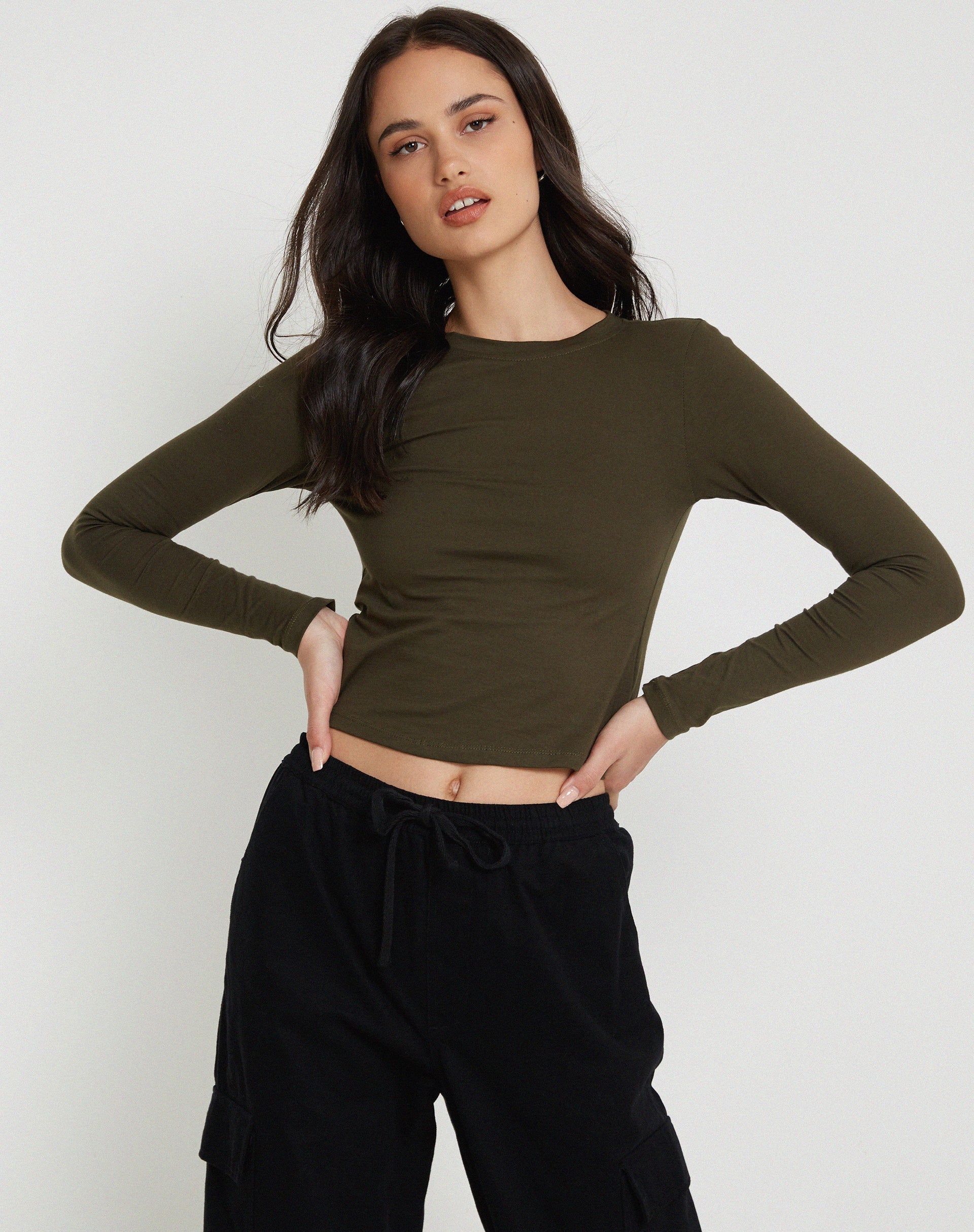Image of Suratmi Long Sleeve Top in Olive