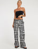 image of Suri Wide Leg Trousers in Mono Painted Check Black