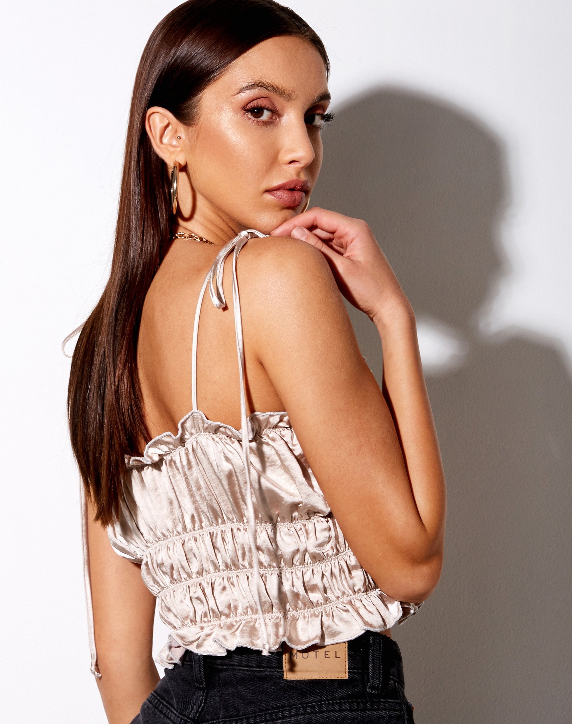 Image of Silvia Cami Top in Satin Champagne