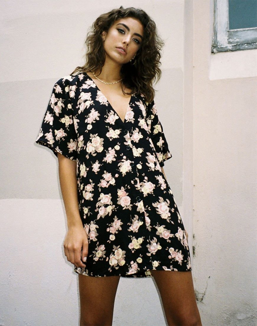 Image of Mirach Dress in Antique Rose Black