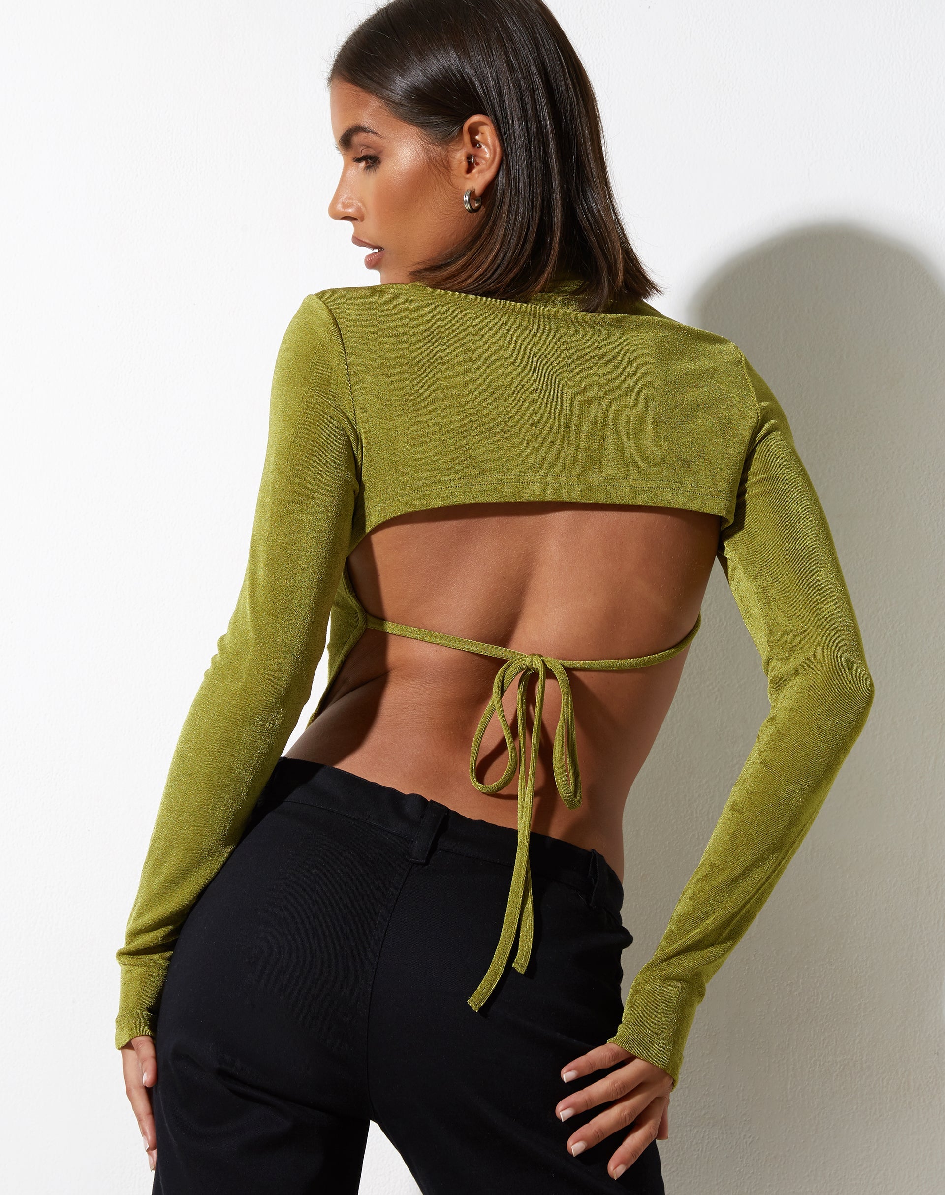 image of Tadita Crop Top in Crepe Lime