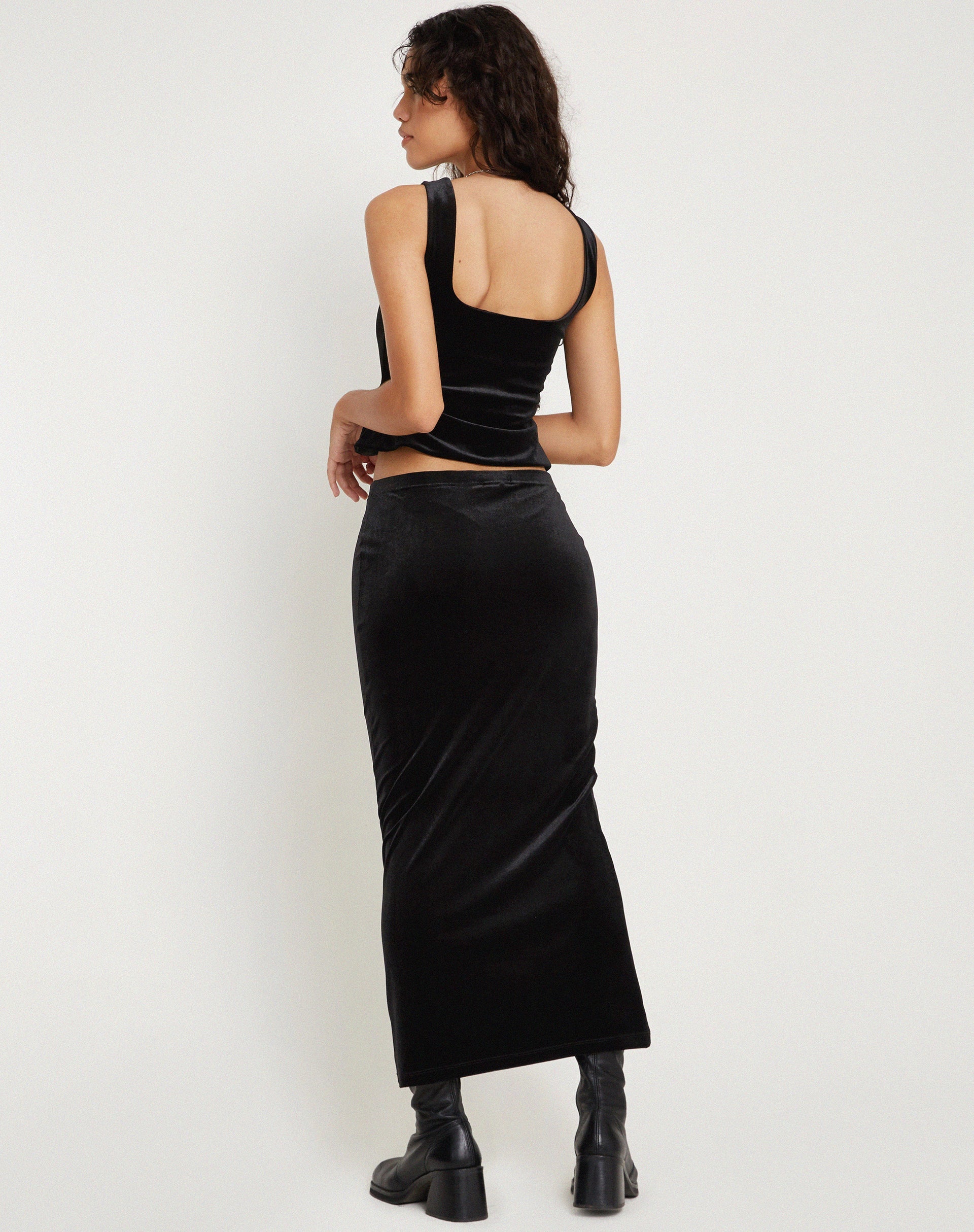 Image of Tulus Maxi Skirt in Black Velvet