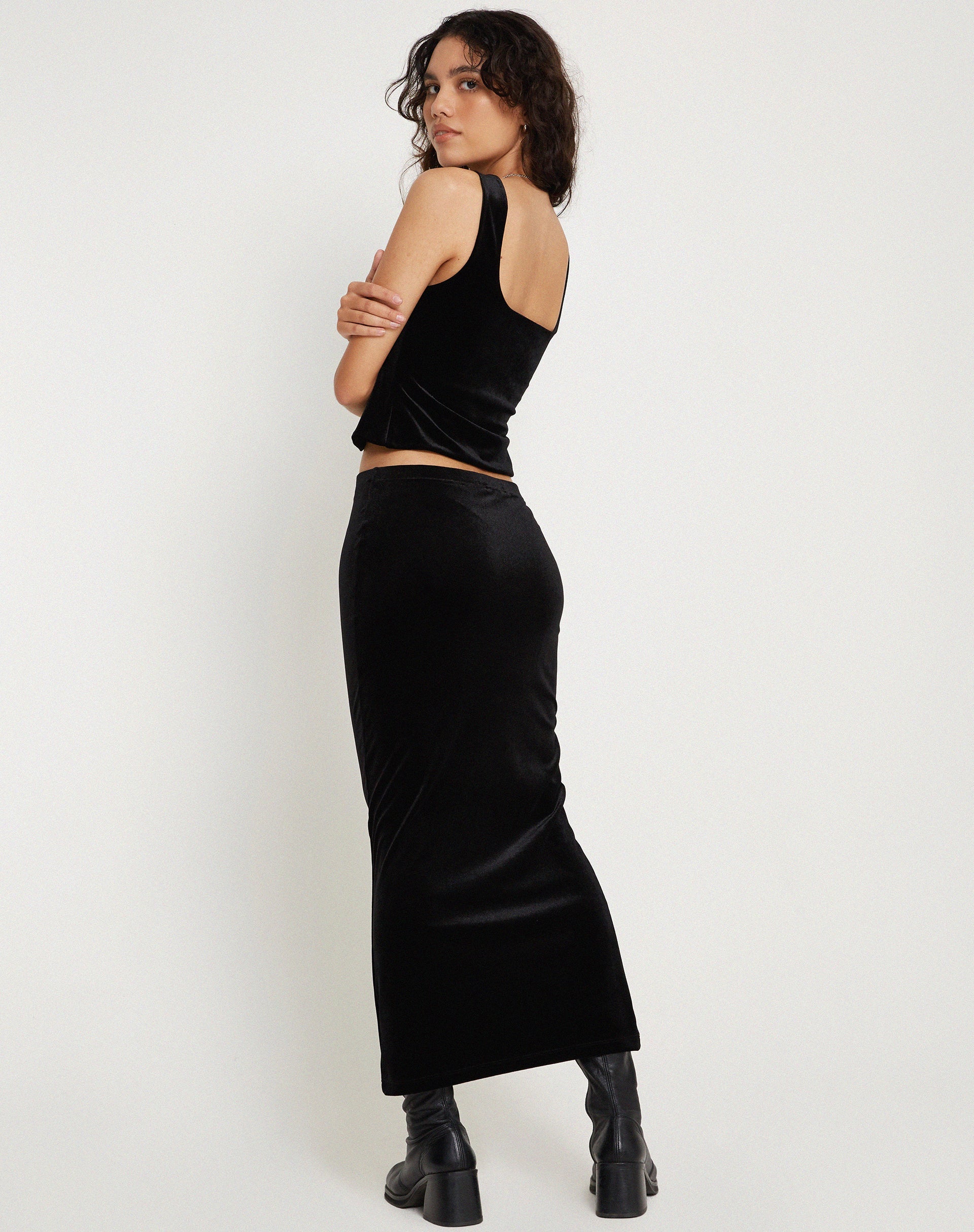 Image of Tulus Maxi Skirt in Black Velvet