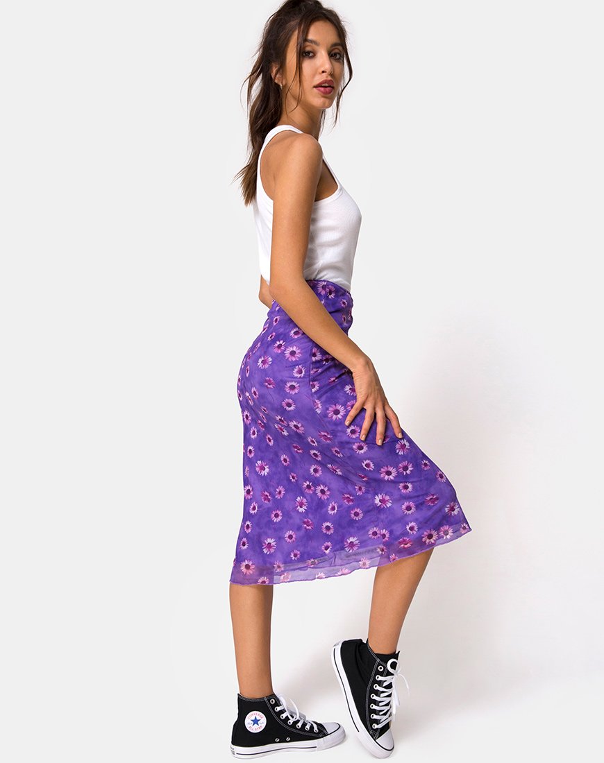 Image of Taura Midi Skirt in Daisy Daze Purple