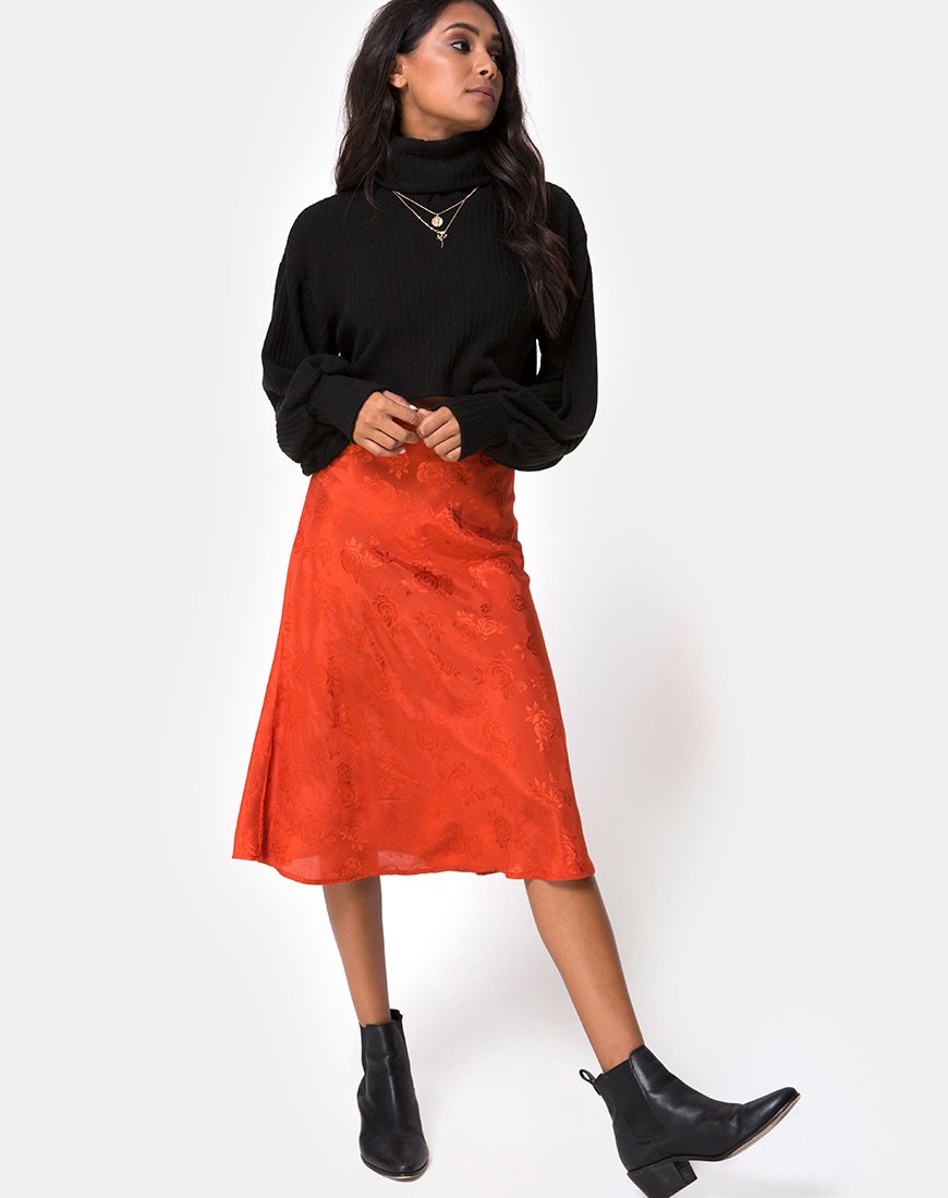 Tauri Midi Skirt in Satin Rose Rust – motelrocks-com-aus