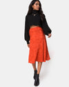 Image of Tauri Midi Skirt in Satin Rose Rust