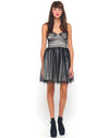 Image of Motel Teardrop Prom Dress in Black and Nude Mesh