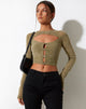 IMAGE OF Techin Crop Top in Mixed Animal Flock Olive