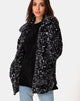Image of Teddy Bear Fur Coat in Black Leopard