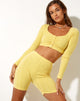 Image of Terrine Long Sleeve Top in Pointelle Lemon Diamond Shape