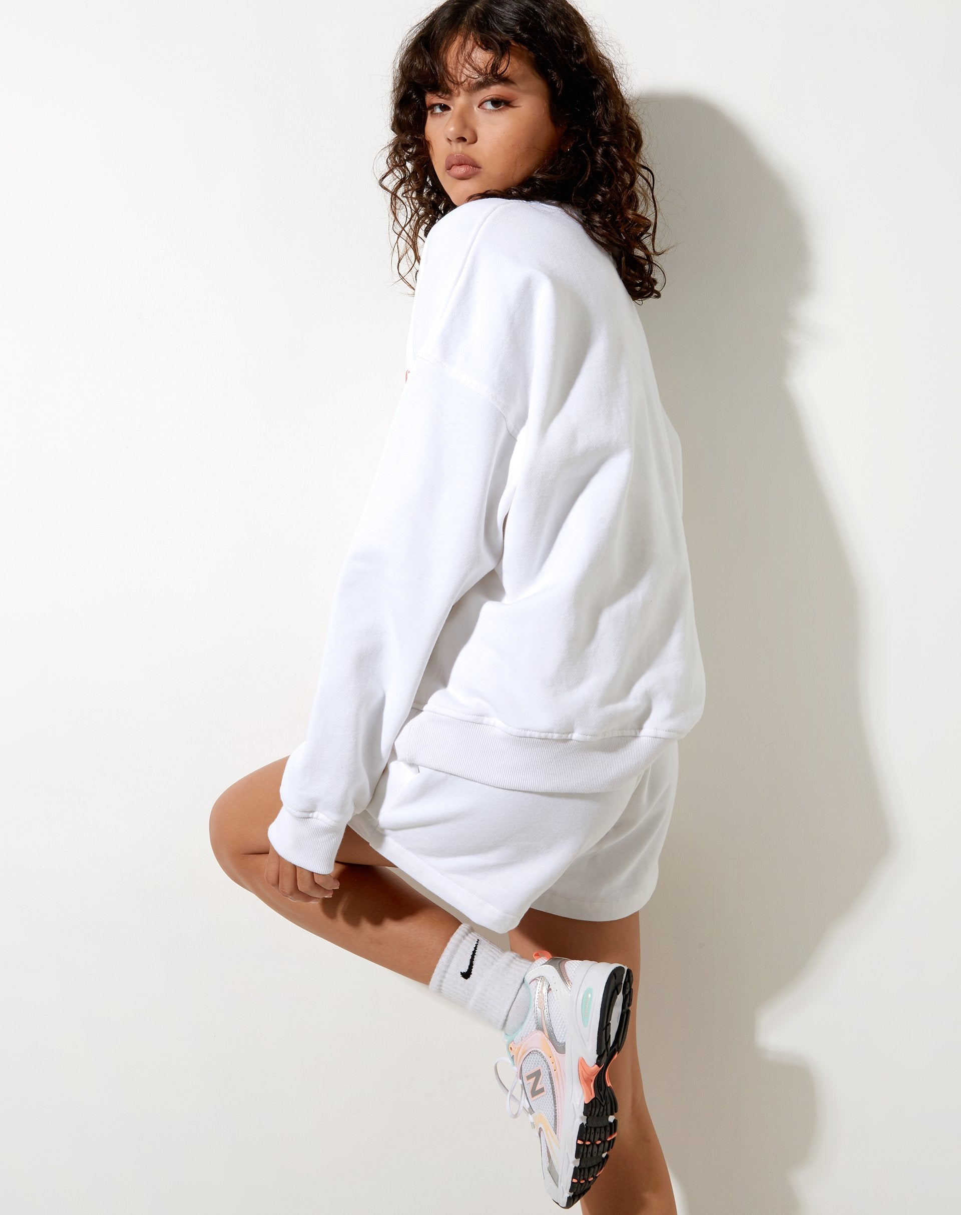 Image of Ted Sweatshirt in White Pearl Sand Embro