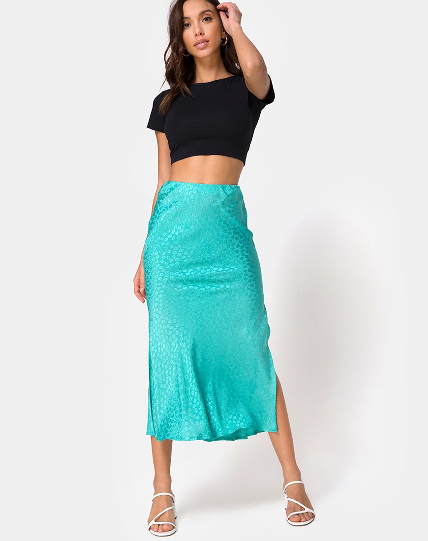 Image of Tindra Skirt in Satin Ditsy Rose Blue