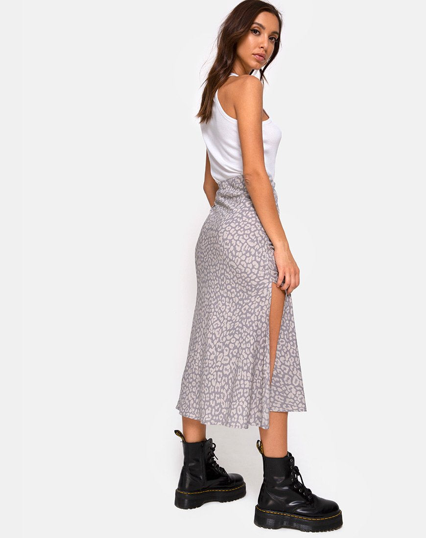 Image of Tindra Midi Skirt in Leopard Daze Grey
