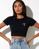 Image of Tindy Crop in Black with Red Mushroom Embro
