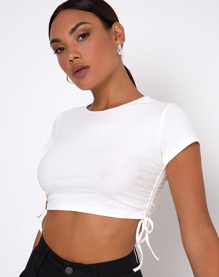 Image of Tiner Crop Top in Rib Ivory
