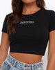 Image of Tiney Crop Tee in Black Aquarius Diamante