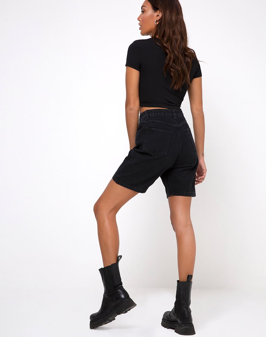 Image of Tiney Crop Top Tee in Black Capricorn Diamante by Motel