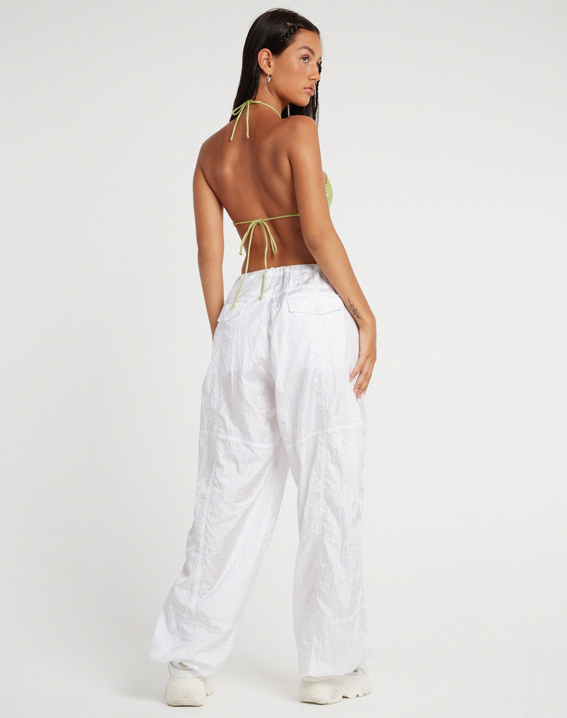 image of Tinimi Crop Top in Drape Sequin Lime Green