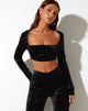 image of Traisa Crop Top in Velour Black