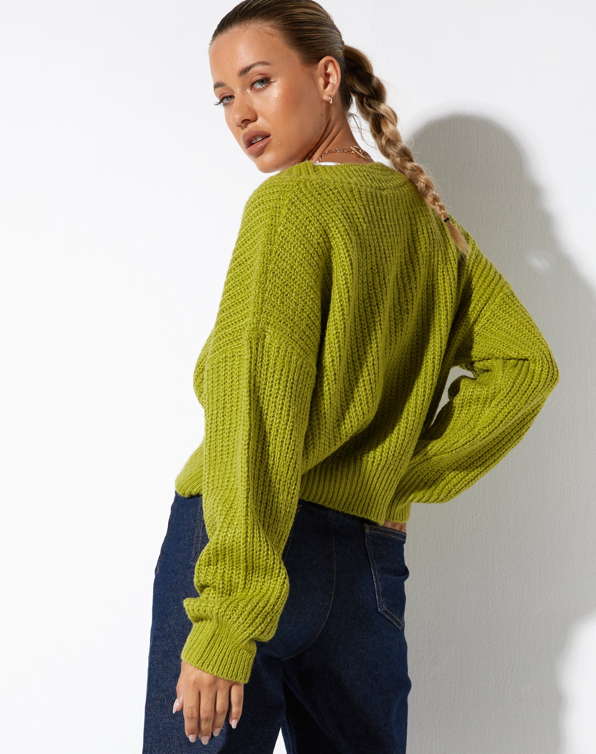 image of Faya Cardigan in Knit Sour Apple