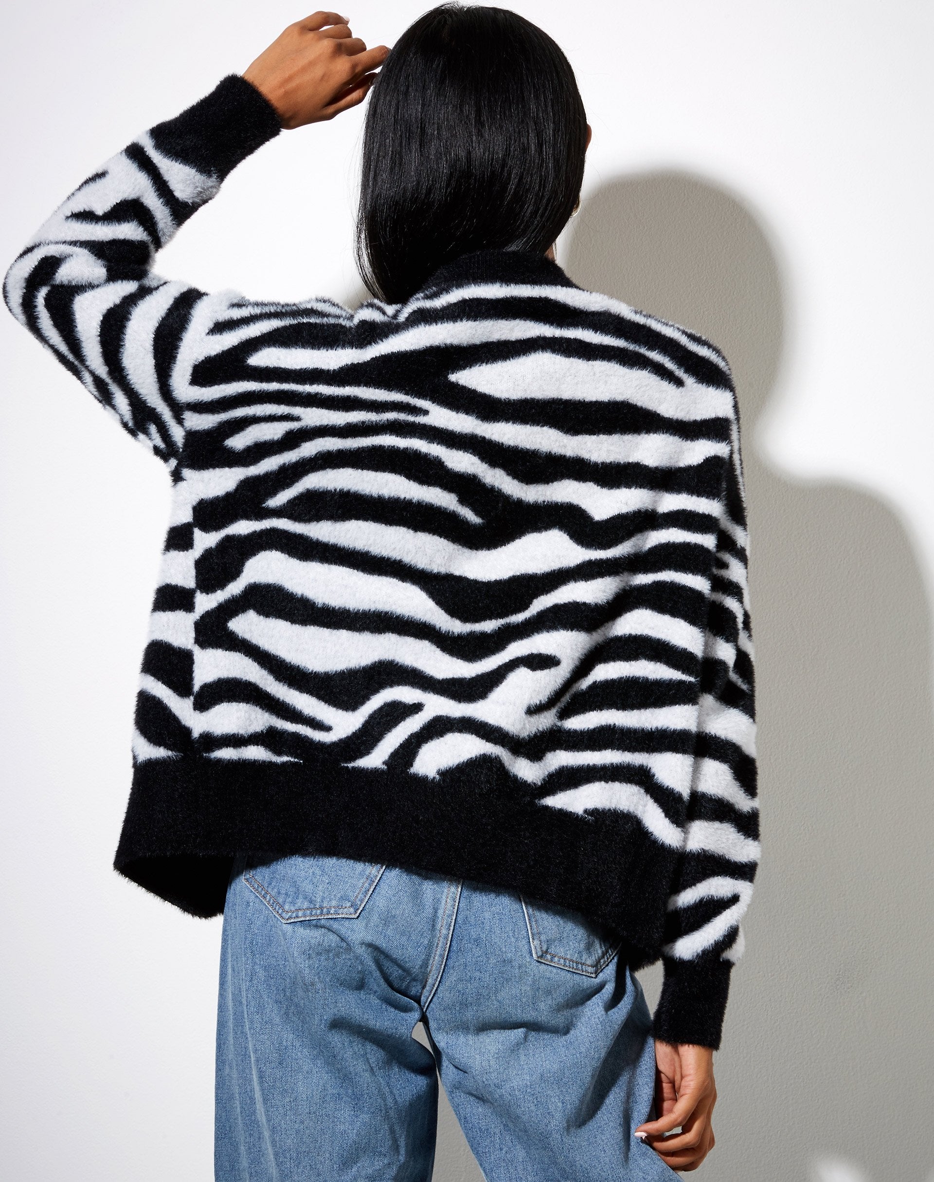 Image of Uriela Cardigan in Knit Zebra Black and White