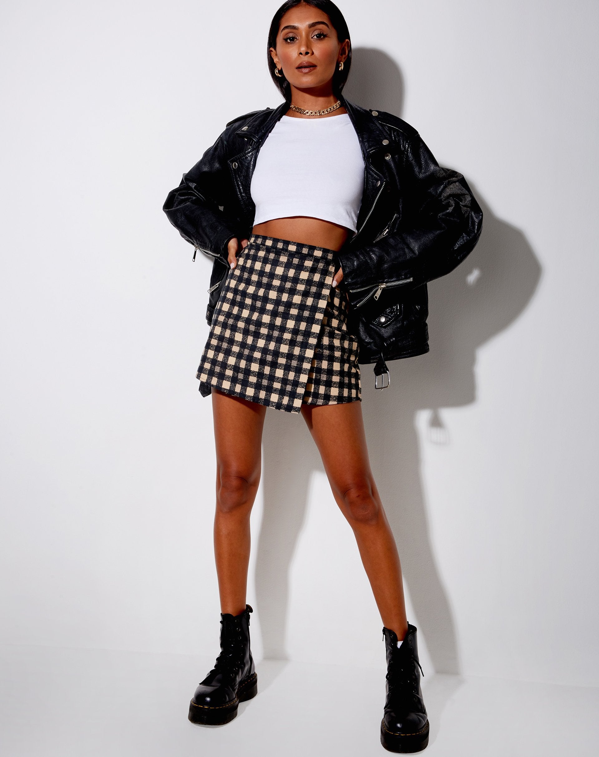 Image of Wrap Mini Skirt in 90s Grunge Check