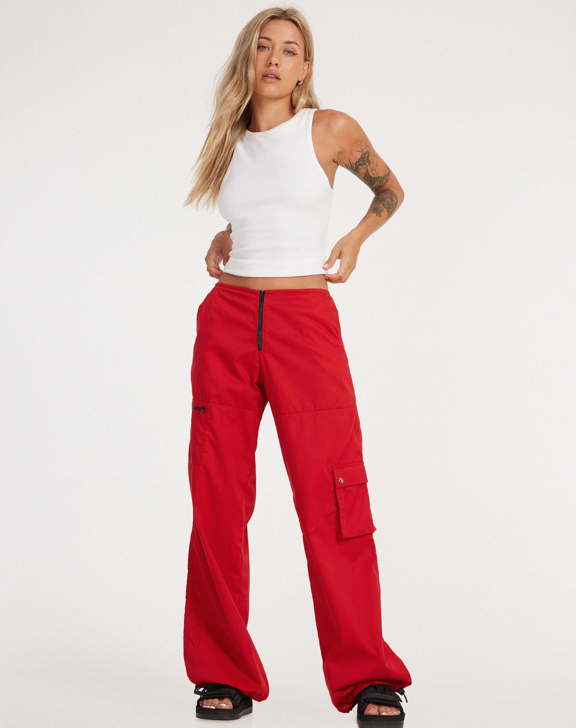 image of Xander Cargo Trouser in Cotton Drill True Red