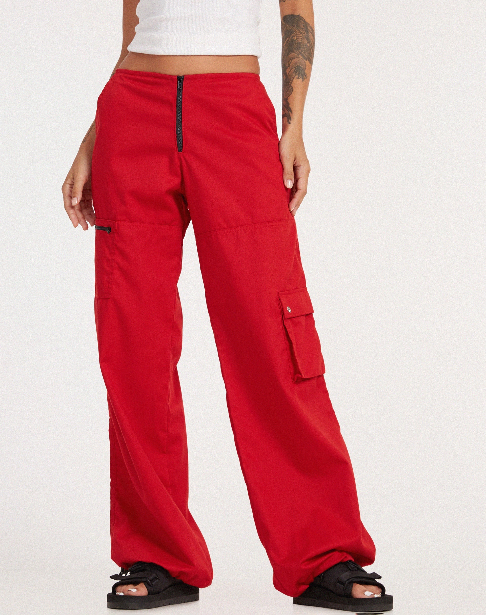 image of Xander Cargo Trouser in Cotton Drill True Red