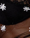 Black Daisy Embro White with Lace