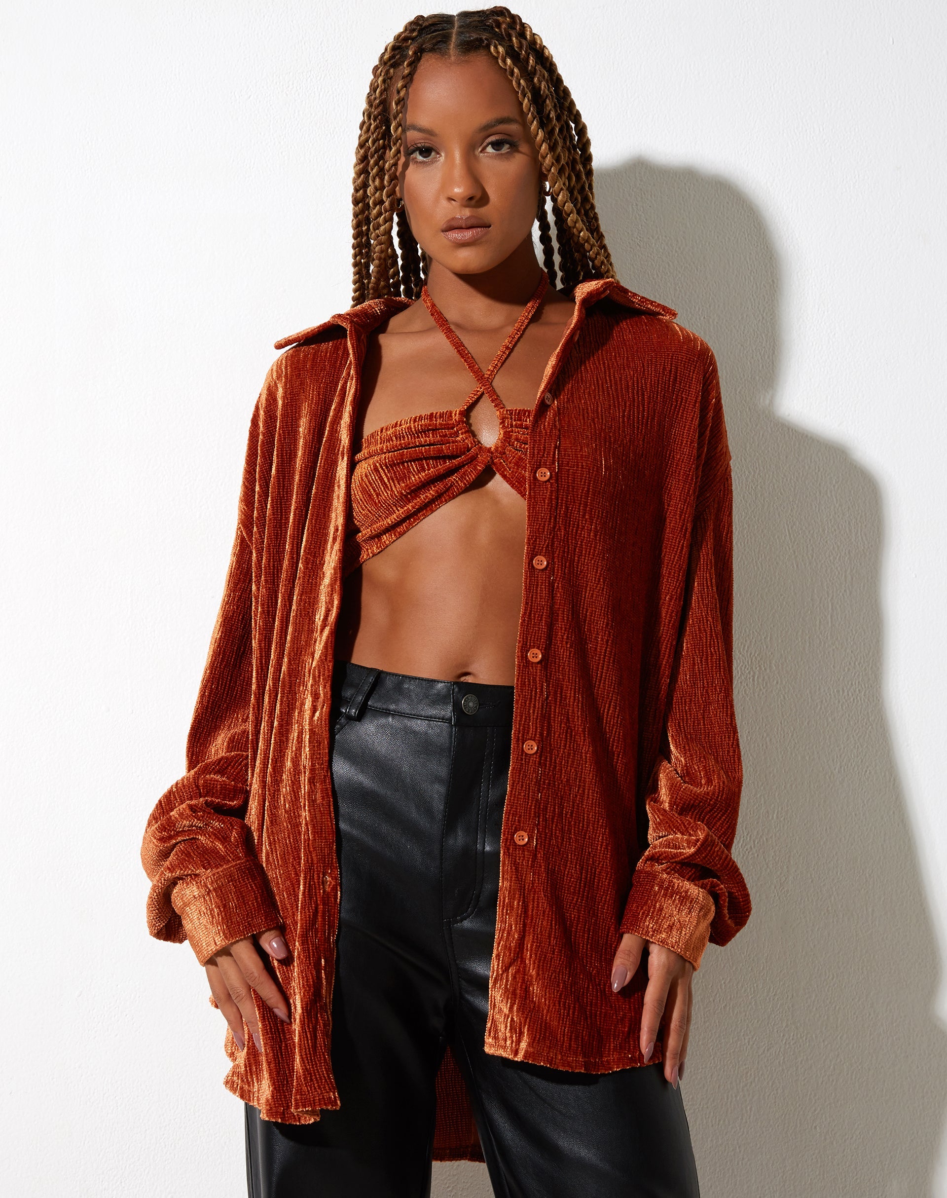 image of Dael Oversized Shirt in Velvet Rust